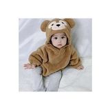 Kız Ve Erkek Çocuk İçin Kapüşonlu Bebek Peluş Çıtçıtlı Body MNK0410