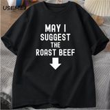 Kızartma Sığır Eti T Shirt Komik Yetişkin Baskılı T Shirt Erkekler Pamuk Kısa Kollu Erkek Tas - Siyah