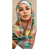 kızca Vual İpek Şal Paisley Motifli Çok Renkli 75 x 185