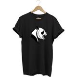 Kızgın Kükreyen Panda Baskılı %100 Pamuk Bisiklet Yaka Regular Fit T-Shirt - 3XL - Siyah