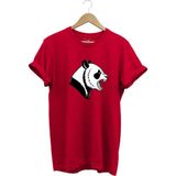 Kızgın Kükreyen Panda Baskılı %100 Pamuk Bisiklet Yaka Regular Fit T-Shirt - Kırmızı
