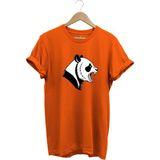Kızgın Kükreyen Panda Baskılı %100 Pamuk Bisiklet Yaka Regular Fit T-Shirt - Turuncu