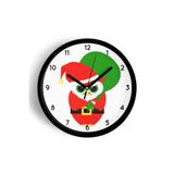 Kızgın Noel Baykuş Modern Tasarım Duvar Saati - 30cm - Önü Camlı Siyah Kasa - Sessiz Mekanizma, JH0351S30SKP