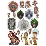 Kızılderili Apachi Sticker Set-2 16 Parça Telefon, Tablet, Defter, Laptop Sticker