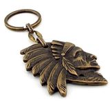 Kızılderili Kabile Şefi Silüet Eskitme Bronz Sarı Antik Metal Anahtarlık KC244