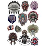 Kızılderili Kuru Kafa Sticker Set 12 Parça Telefon, Tablet, Defter, Laptop Sticker
