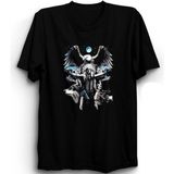 Kızılderili, Şaman, Indian, Wolf, Eagle, Kurt ve Kartal Tişört - Siyah - XL