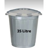 Kızılelmada 35 L Gri Kapaklı Çöp Kovası – Dayanıklı Plastik Gövde