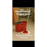 Kızılelmada Dönerli Mop Seti – Yuvarlak Başlık, Temizlik Kovası Dahil