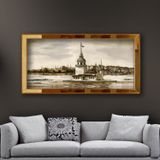 Kızkulesi ve İstanbul Aynalı Çerçeveli Duvar Sanatı Kanvas Tablo 70x130 cm