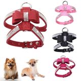 Kızlar için Bling Köpek Koşumu, Papyonlu Yapay Elmas Kedi Yelek Koşumları Yavru Kedi Yavrusu Sevimli Süslü Parlak Sevimli Kristal Elmas Küçük Evcil Hayvan Yorkie Chihuahua için, Kırmızı S