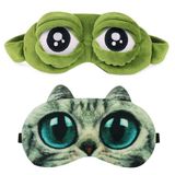 Kızlar Kadınlar Erkekler Çocuklar için Uyku Maskesi Komik Sevimli Konturlu Karartma Kurbağa Kedi Köpek Hayvan 3D Uyku Göz Maskesi 2'li Paket TANBT