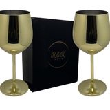 K&K Home Altın Paslanmaz Çelik Kırılmaz Şarap Kadehleri - 18 oz - Açık Hava, Düğün ve Süslü Toplantılar için Mükemmel 2 Renkli, Saplı Metal Şarap Kadehi Seti