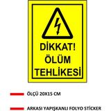 KKDSTOCK Dikkat Ölüm Tehlikesi Sticker Yapışkanlı Etiket 20X15 cm - 1 Adet