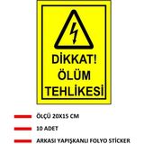 KKDSTOCK Dikkat Ölüm Tehlikesi Sticker Yapışkanlı Etiket 20X15 cm - 10 Adet