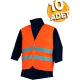 KKDSTOCK Fosforlu Reflektörlü Ikaz Yeleği 5 cm Reflektörlü Motosiklet Scooter - Turuncu - 10 Adet - Standart