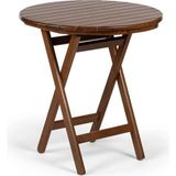 KL BAHÇE MOBİLYA Izmir Katlanır Masa 70 cm | Yuvarlak Tasarım, Pratik Kullanım - Ceviz - ø 70cm*74cm