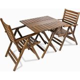 KL BAHÇE MOBİLYA KL BAHÇE Ahşap Bahçe Balkon Seti 70x70 Masa + 2 Sandalye -London Katlanır SET