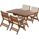 KL BAHÇE MOBİLYA KL BAHÇE Antalya Ahşap Bahçe Balkon Takımı 80 x 140 cm Masa + 4 Minderli Sandalye Katlanır Set