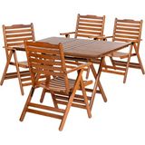 KL BAHÇE MOBİLYA KL BAHÇE Ürgüp Ahşap Bahçe Balkon Takımı: 70X120 Masa + 4 Sandalye Katlanır Set