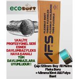 Kl Home Çap 120 Boy 10MT 1. Kalite Profesyonel Aspiratör Borusu ve 44MM 10MT Alüminyum Folyo Bant S