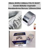 KL HOME Set Esnek Havalandırma Davlumbaz Boru Çap=120mm Boy= 200cm (+ alü Folyo Bant= 10metre )
