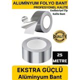 Kl Home Uzun Metraj 25 Metre x 5cm Aluminyum Folyo Yapışkanlı Bant (Aspiratör Borusu-Soba Borusu) Band