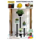 KL HOME YENİ MODA MİAMİ SİYAH MODEL 4 KATLI METAL SAKSILIK ÇİÇEK BİTKİ BAHÇE SALON BALKON - MERMER SİYAHİ