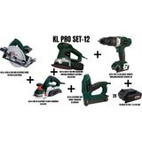 KL Pro Set-12 (1350 W 185 mm Elektrikli Daire TESTERE+850 W Planya MAKİNASI+450 W 150 mm Eksantrik Zımpara Makinası+Elektrikli Çivi Zımba Tabancası+Şarjlı Darbeli Matkap)
