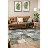 Klame Patchwork Şönil Kaymaz Doğal Pamuk Tabanlı Yıkanabilir Antibakteriyel Çevre Dostu Salon Halısı 100X150