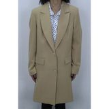 Klapa Fistan Store Kadın Camel Klasik Kesim Normal Kalıp Çift Düğme Yazlık Uzun Battal Blazer Ceket - 46