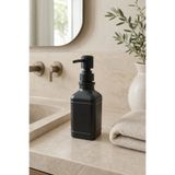 KLARHAUS AURA Cam Sıvı Sabunluk 400 ml – Siyah Pompalı Modern Dekoratif Banyo ve Mutfak Dispenseri - 19,5 cm x 6 cm x 6 cm