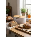 KLARHAUS Bambu Kapaklı Metal Ekmek Kutusu ve Ekmeklik - Kesme Tahtası Özellikli Kapak (34x19x16 cm)