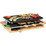 Klarstein Tournedo Raclette Izgara, 1200 Watt, Izgara Yüzeyi: 39,5 x 25,5 Cm, Çelik Sac ve Ahşap, Dökme Alüminyumdan Çıkarılabilir Izgara Plakası, Yapışmaz Kaplama, Kademesiz Termostat, Ahşap Dekor - Siyah