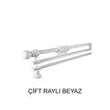 Klasik Ahşap Rustik Perde Askısı Çift Raylı 28 Mm Boru Beyaz