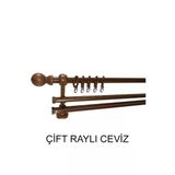 Klasik Ahşap Rustik Perde Askısı Çift Raylı 28 Mm Boru Ceviz
