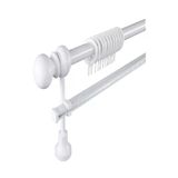 Klasik Ahşap Rustik Perde Askısı Tek Raylı 28 Mm Boru Beyaz