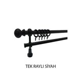 Klasik Ahşap Rustik Perde Askısı Tek Raylı 28 Mm Boru Siyah