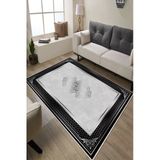 Klasik Baskılı Halı Makinede Yıkanabilir Kaymaz Taban Oturma Odası Salon Ve Yolluk Halı 80 X 150 Cm Gri