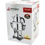 Klasik Çay Seti=Demlik - Su Kazanı Elektrikli Semaver 60 Bardak 6Lt - Tek Musluk 1500W Gizli Rezistans (5047)