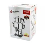 Klasik Çay Seti=Demlik - Su Kazanı Elektrikli Semaver 60 Bardak 6Lt - Tek Musluk 1500W Gizli Rezistans (5067)