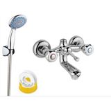Klasik Çevirmeli Banyo Bataryası Duş Takımı Teflon Bant EE11419