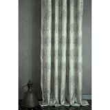 Klasik Damask Desen Orta Sık Pile Fon Perde, Gri, 60X260