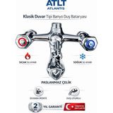 Klasik Duvar Tipi Banyo Duş Bataryası Musluk Sıcak Soğuk Sabit Paslanmaz Çelik 2 Yıl Garanti - Krom