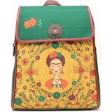 Klasik Frida Figürlü Kapaklı Sırt Çantası Etnik Bohem Style - Yesil - Yeşil