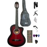 Klasik Gitar Kesik Kasa Sap Ayarlı Kılıf Askı Pena Sticker Burgu Çevirici Sileme Bezi Ayar Alyanı - Kırmızı