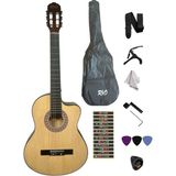 Klasik Gitar Kesik Kasa Sap Ayarlı Kılıf Askı Pena Sticker Burgu Çevirici Sileme Bezi Ayar Alyanı - Naturel