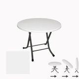 Klasik Katlanır Masa Yuvarlak (70 Cm Çap) - (Werzalit, Wermodin Ve Allzalit Tabla) - Beyaz