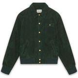 Klasik Le Blouson Suede Erkek Ceket - Deri, Sıcak Yeşil, Şık Tasarım