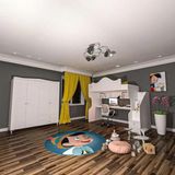 Klasik Masalı Ranza ve 4 Kapılı Gardrop Mdf - Beyaz - 100 x 100 cm